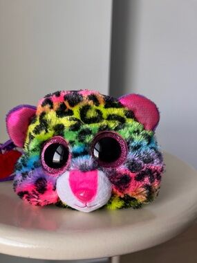 Ty Dotty Rainbow Leopard Plush Wristlet Coin Purse Beanie Boo
